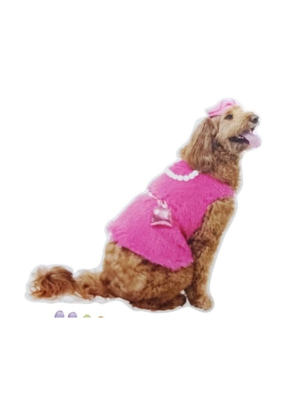 Vibrant Life Paw-Risian Pet Costume Medium Pink Faux Fur Dog Dress Hat Purse NWT